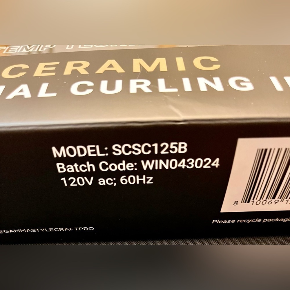 StyleCraft Black Gold Ceramic Stay-Temp Professional 1.25" Curling Iron SCSC125B - Picture 5 of 11